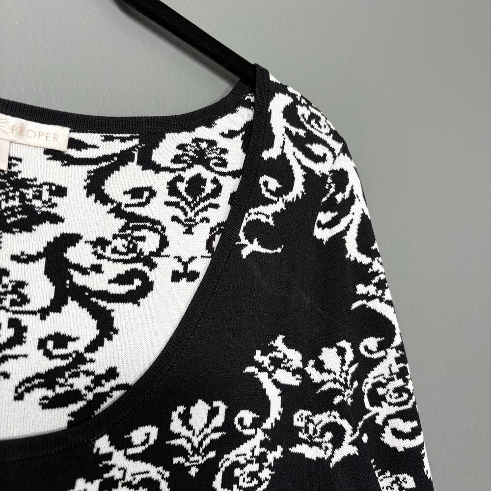 Boston Proper Women's Preppy Black & White Knit Top - Size Medium - Old Money - Picture 2 of 6